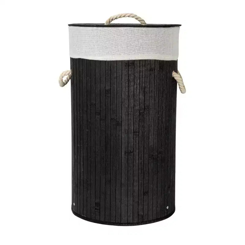 Bamboo Laundry Hamper with Rope Handles, Lid and Removable Machine Washable Laundry Bag