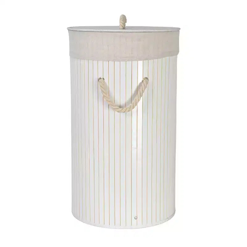 Bamboo Laundry Hamper with Rope Handles, Lid and Removable Machine Washable Laundry Bag