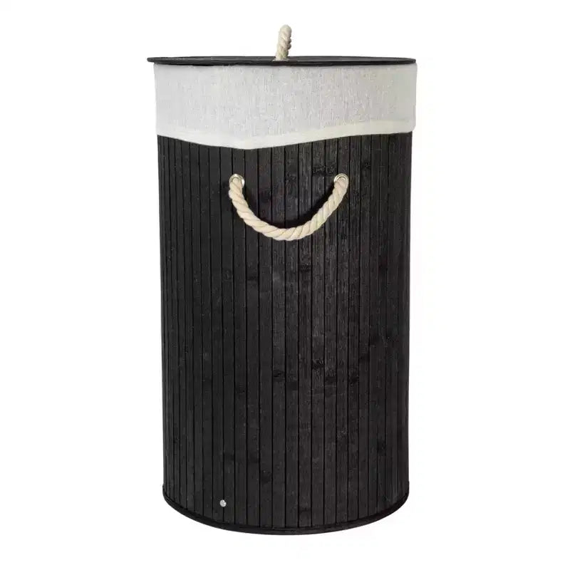 Bamboo Laundry Hamper with Rope Handles, Lid and Removable Machine Washable Laundry Bag