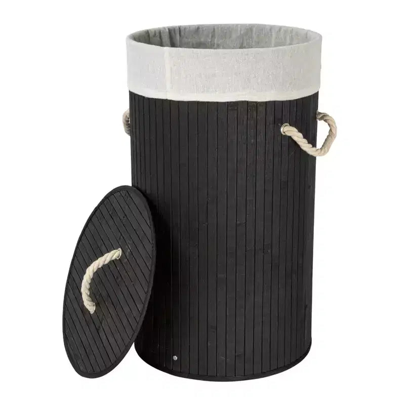 Bamboo Laundry Hamper with Rope Handles, Lid and Removable Machine Washable Laundry Bag