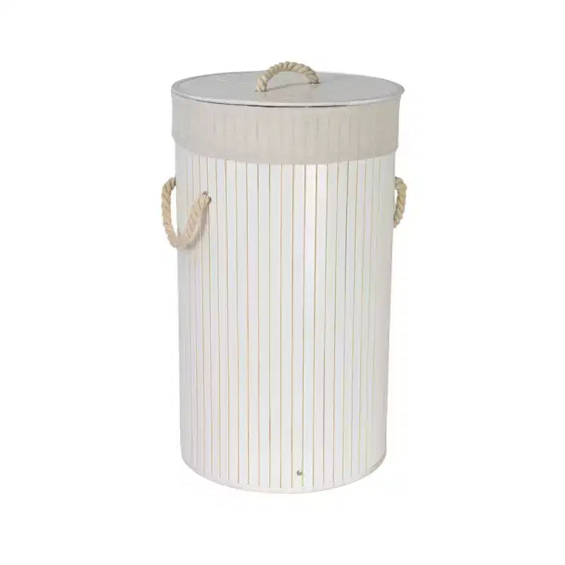 Bamboo Laundry Hamper with Rope Handles, Lid and Removable Machine Washable Laundry Bag