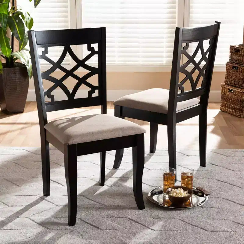 Set of 2 Upholstered Dining Chairs with Wood Frame