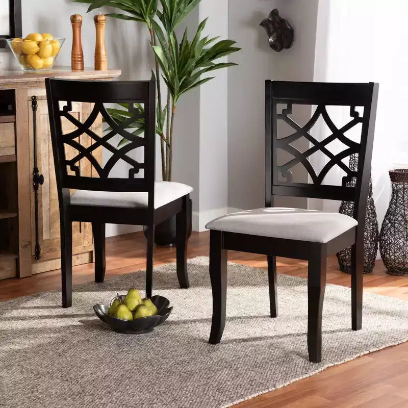 Set of 2 Upholstered Dining Chairs with Wood Frame