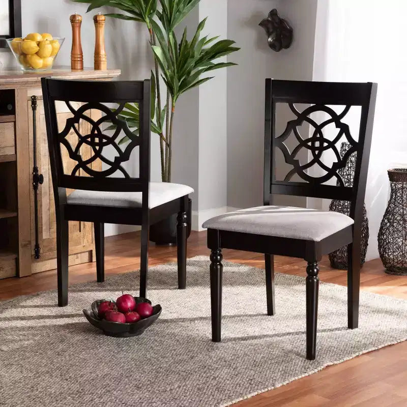 Set of 2 Upholstered Dining Chairs with Wood Frame